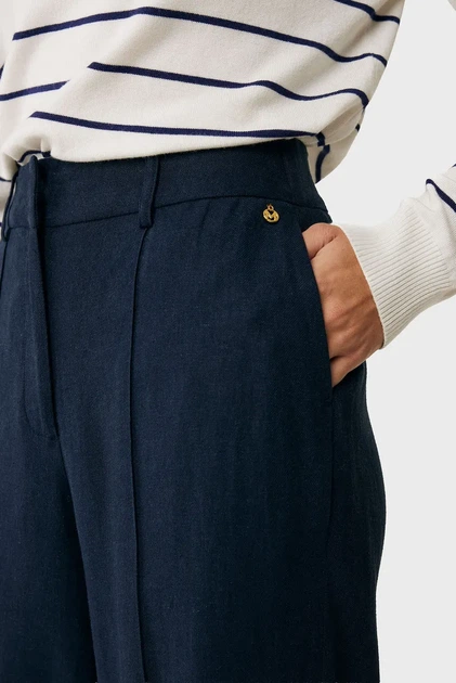 Жіночі темно-сині лляні брюки Wide leg linen pants Mexx 36 MF007000151W - изображение 4