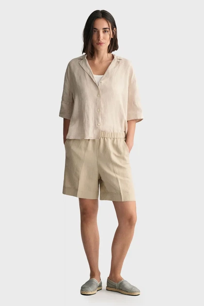 Жіночі бежеві лляні шорти REL LINEN BLEND PULL ON Gant 36 4020096 - изображение 2