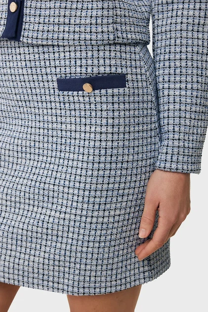 Жіноча синя твідова спідниця Classic jacquard skirt Mexx L MF007401451W - Фото 4 Жіноча синя твідова спідниця Classic jacquard skirt Mexx L MF007401451W - изображение 4