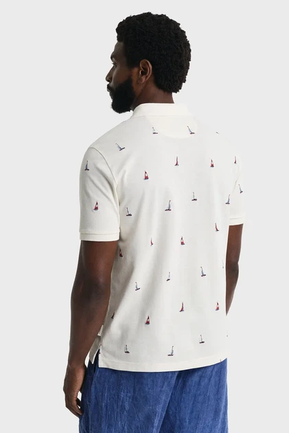 Чоловіче біле поло з візерунком EMBROIDERED GRAPHIC Gant XXL 2014046 - изображение 3