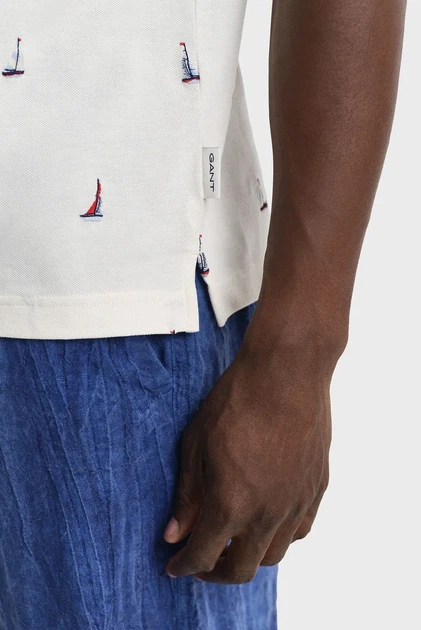 Чоловіче біле поло з візерунком EMBROIDERED GRAPHIC Gant XXL 2014046 - изображение 5