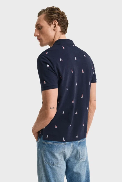 Чоловіче темно-синє поло з візерунком EMBROIDERED GRAPHIC Gant XXL 2014046 - изображение 3