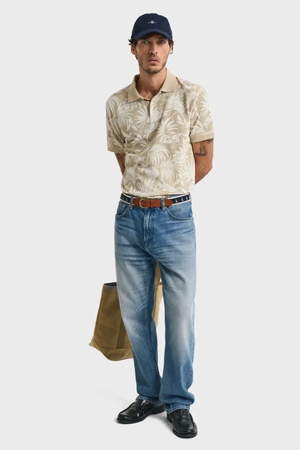 Чоловіче бежеве поло з візерунком PRINTED Gant M 2014038 - изображение 2