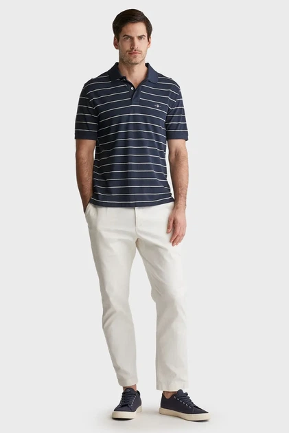 Чоловіче темно-синє поло у смужку STRIPED Gant L 2014026 - изображение 2