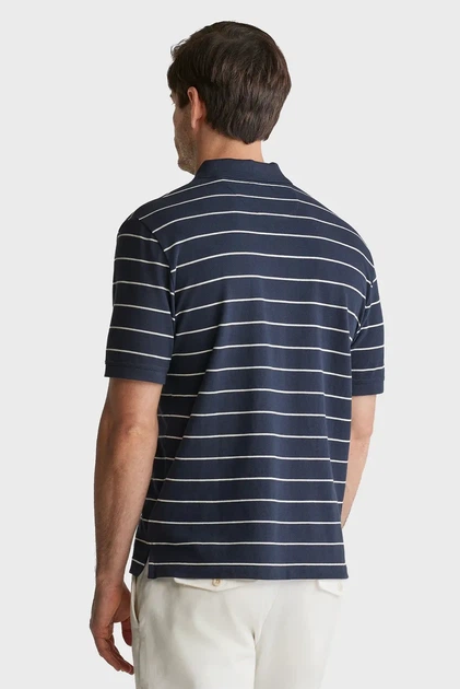 Чоловіче темно-синє поло у смужку STRIPED Gant L 2014026 - изображение 3