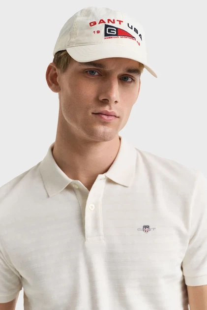 Чоловіче біле поло у смужку TEXTURE STRIPE Gant XXL 2014035 - изображение 4