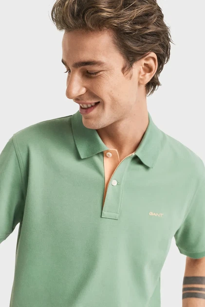 Чоловіче зелене поло REG CONTRAST PIQUE Gant XL 2062026 - изображение 3
