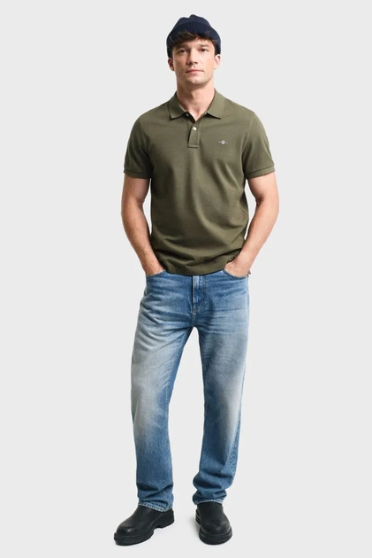 Чоловіче оливковое поло REG SHIELD SS PIQUE POLO Gant M 2210 - изображение 2