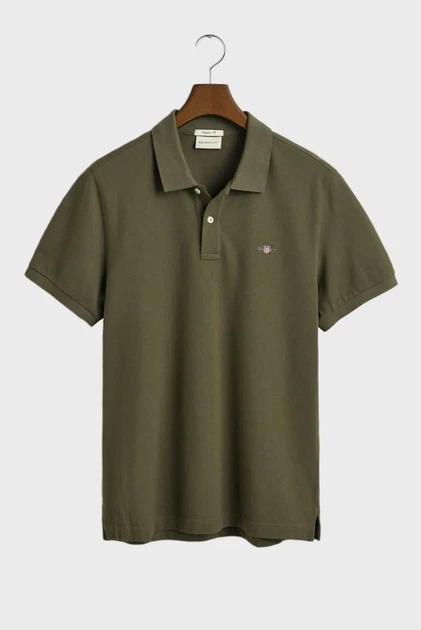 Чоловіче оливковое поло REG SHIELD SS PIQUE POLO Gant M 2210 - изображение 5