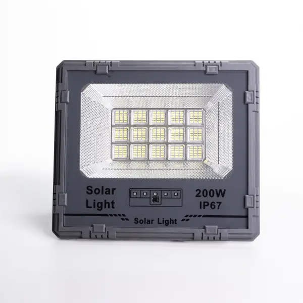 LED прожектор вуличний на сонячній батареї з датчиком руху для двору саду 200 Вт 225 LED IP67 з пультом ДК для парковки складу периметра посилена модель Чорний - зображення 7