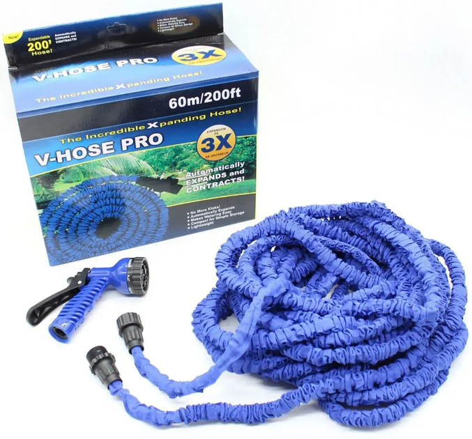 Шланг для поливу 60 м + розпилювач V-HOSE, Синій / Садовий поливальний шланг (L) - Фото 10 Шланг для поливу 60 м + розпилювач V-HOSE, Синій / Садовий поливальний шланг (L) - изображение 10