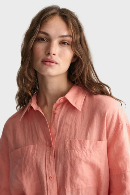 Жіноча коралова лляна сукня Gant 34 4503319 - Фото 3 Жіноча коралова лляна сукня Gant 34 4503319 - изображение 3