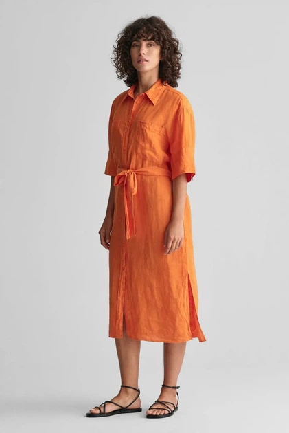 Жіноча помаранчева лляна сукня REL LINEN SS SHIRT DRESS Gant 36 4503319 - изображение 4