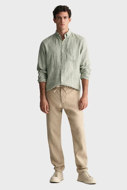 Чоловічі бежеві лляні брюки RELAXED LINEN DS Gant M 1505272 - Фото 2 Чоловічі бежеві лляні брюки RELAXED LINEN DS Gant M 1505272 - изображение 2