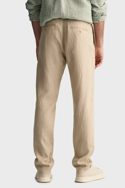 Чоловічі бежеві лляні брюки RELAXED LINEN DS Gant M 1505272 - Фото 3 Чоловічі бежеві лляні брюки RELAXED LINEN DS Gant M 1505272 - изображение 3