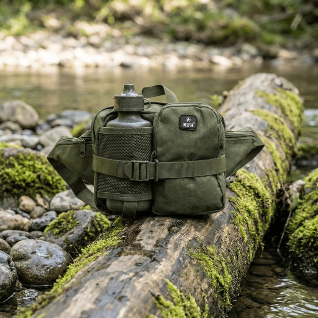 Сумка з флягою MFH Waist Bag with Drinking Bottle, Olive - Фото 3 Сумка з флягою MFH Waist Bag with Drinking Bottle, Olive - зображення 3