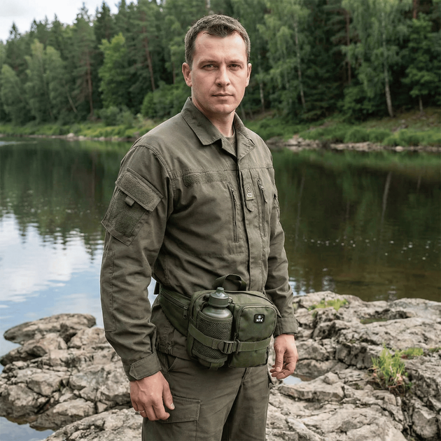 Сумка з флягою MFH Waist Bag with Drinking Bottle, Olive - Фото 6 Сумка з флягою MFH Waist Bag with Drinking Bottle, Olive - зображення 6