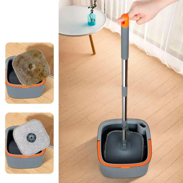 Комплект швабра с ведром для мытья полов Mop with bucket K10, с отжимом / Складная швабра - изображение 2