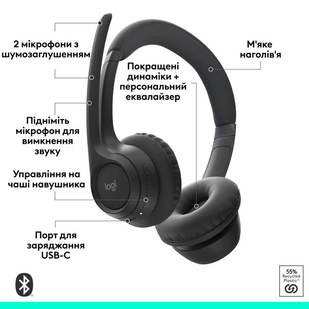 Bluetooth-гарнітура Logitech Zone 305 MS Black (981-001458) - зображення 11