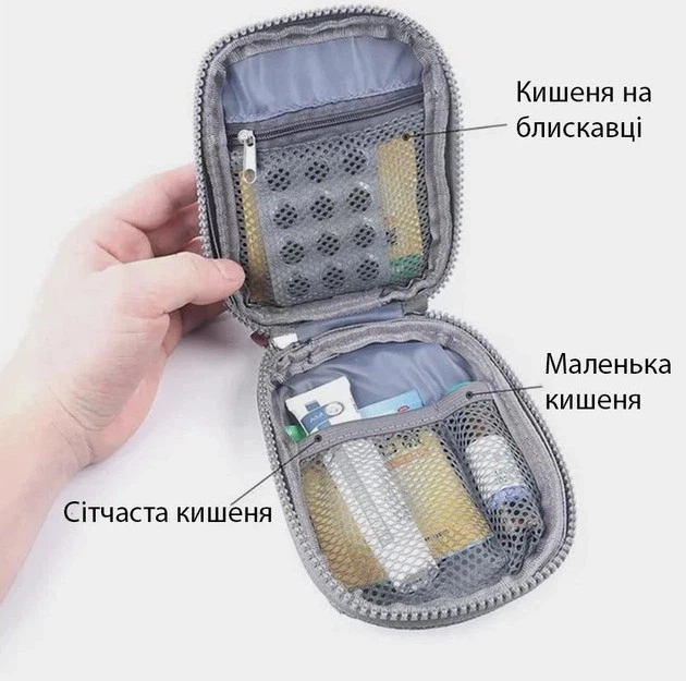 Дорожня компактна аптечка-органайзер — зручна сумка для зберігання ліків 14х11х3см зелений KT8003206 - зображення 2