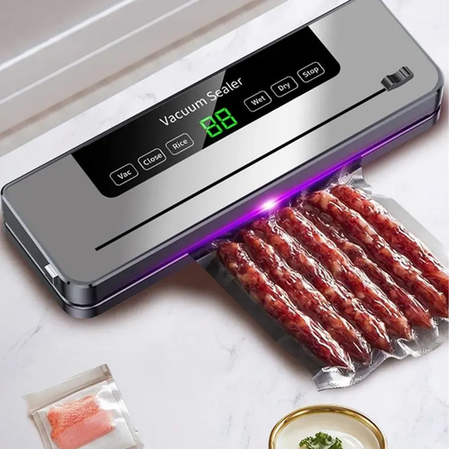 Вакуумный упаковщик для продуктов с LED-дисплеем и резаком, FKJ-5100 / Бытовой вакууматор / Машинка для вакуумной упаковки - изображение 9