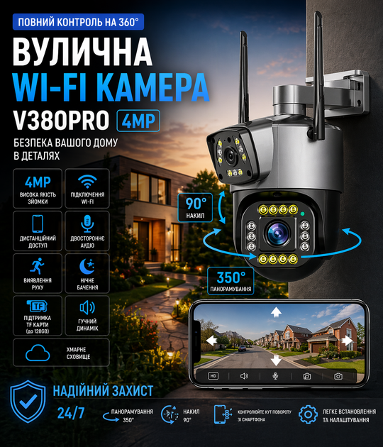 Камера видеонаблюдения WiFi уличная и домашняя онлайн с просмотром через телефон, IP камера с ночной съемкой - Фото 2 Камера видеонаблюдения WiFi уличная и домашняя онлайн с просмотром через телефон, IP камера с ночной съемкой - изображение 2