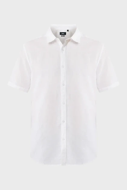Чоловіча біла лляна сорочка BRANDON Basic linen shirt short sleeve Mexx XL MF007200251M - изображение 5