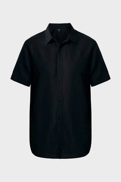 Чоловіча чорна лляна сорочка BRANDON Basic linen shirt short sleeve Mexx XL MF007200251M - изображение 5