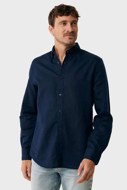 Чоловіча темно-синя лляна сорочка CALEB Basic linen shirt Mexx M MF007200151M - Фото 1 Чоловіча темно-синя лляна сорочка CALEB Basic linen shirt Mexx M MF007200151M - изображение 1