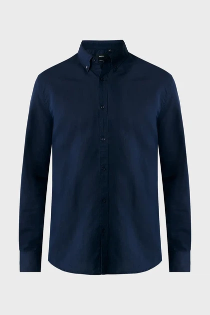 Чоловіча темно-синя лляна сорочка CALEB Basic linen shirt Mexx M MF007200151M - Фото 5 Чоловіча темно-синя лляна сорочка CALEB Basic linen shirt Mexx M MF007200151M - изображение 5