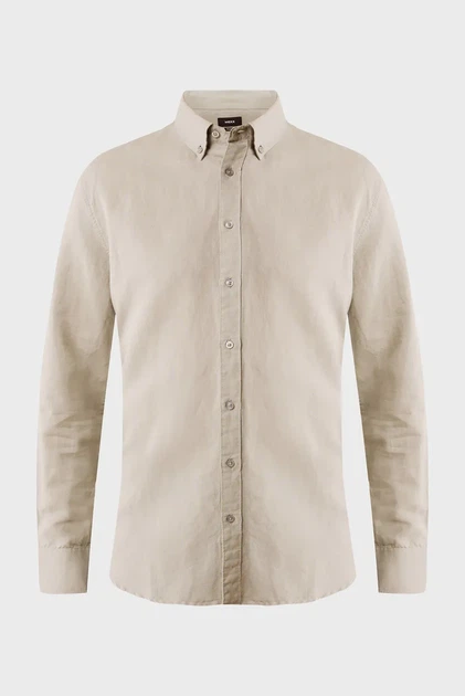 Чоловіча бежева лляна сорочка CALEB Basic linen shirt Mexx M MF007200151M - изображение 5