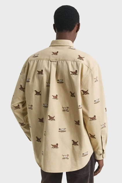 Чоловіча бежева сорочка з візерунком EMBROIDERED Gant XL 3250222 - изображение 2