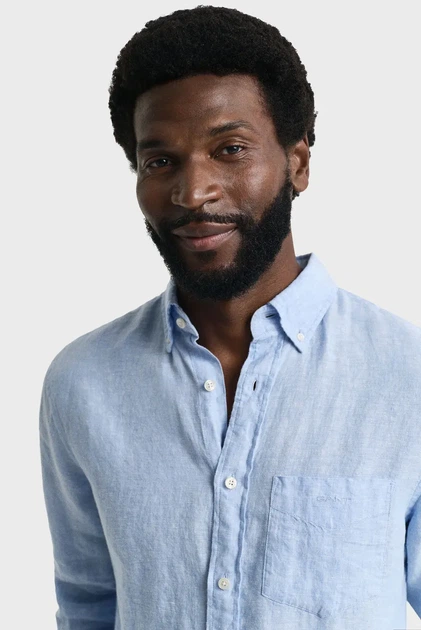 Чоловіча блакитна лляна сорочка REG LINEN SHIRT Gant XXL 3250076 - изображение 4