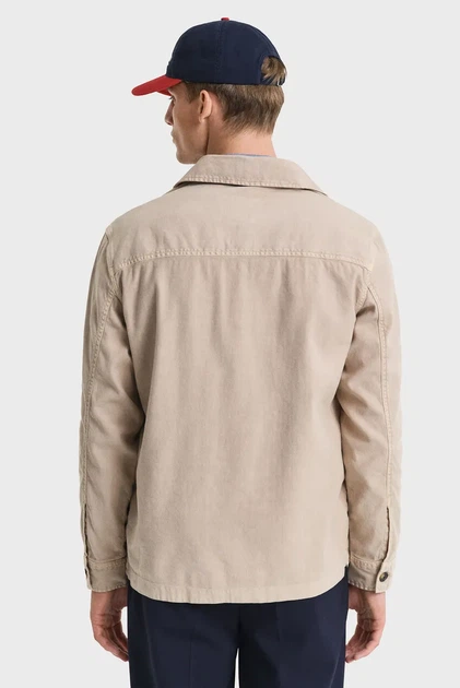 Чоловіча бежева лляна сорочка LINEN OVERSHIRT Gant M 3250030 - изображение 4