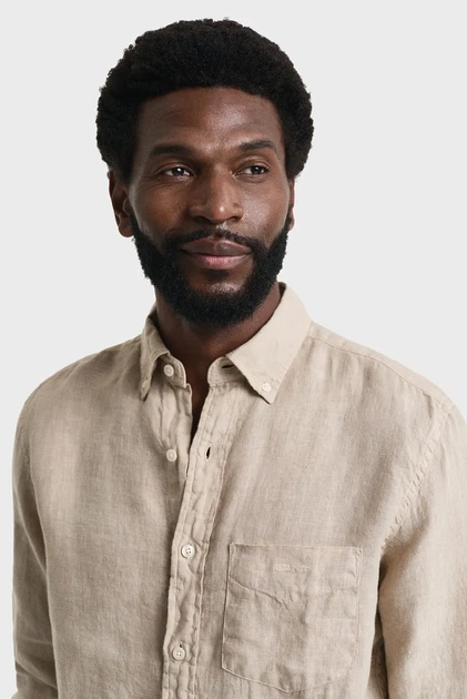 Чоловіча бежева лляна сорочка REG GMNT DYED LINEN SHIRT Gant XL 3240120 - изображение 4