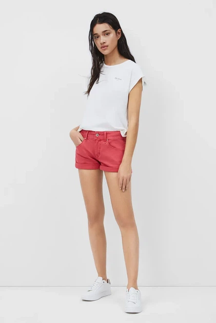 Жіночі червоні джинсові шорти SIOUXIE Pepe Jeans 26 PL800685YE4 - Фото 2 Жіночі червоні джинсові шорти SIOUXIE Pepe Jeans 26 PL800685YE4 - зображення 2