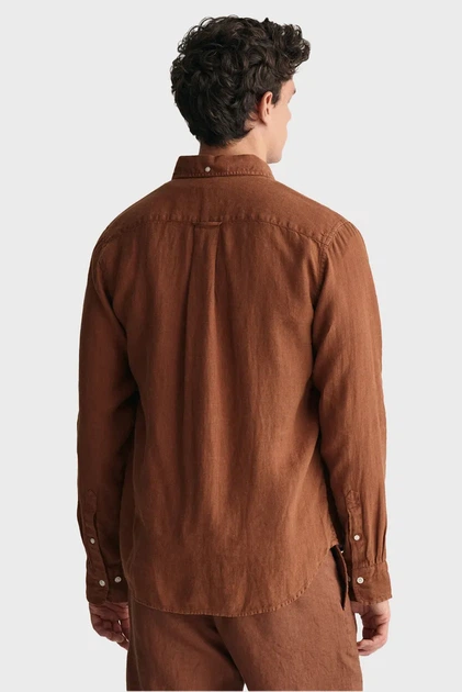 Чоловіча коричнева лляна сорочка REG GMNT DYED LINEN Gant XL 3240120 - изображение 3