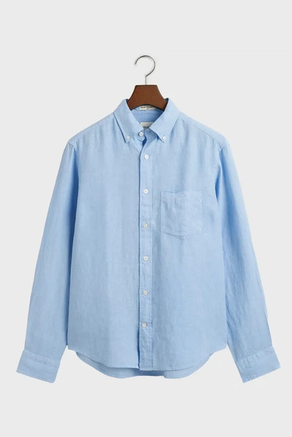 Чоловіча блакитна лляна сорочка REG GMNT DYED LINEN Gant XL 3240120 - изображение 7