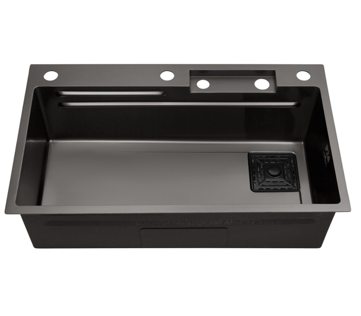 Кухонна мийка Kroner Schwarze SET7545HM 750x450 мм, PVD графіт, 3.0/0.8 мм, комплект зі змішувачем та аксесуарами - изображение 9
