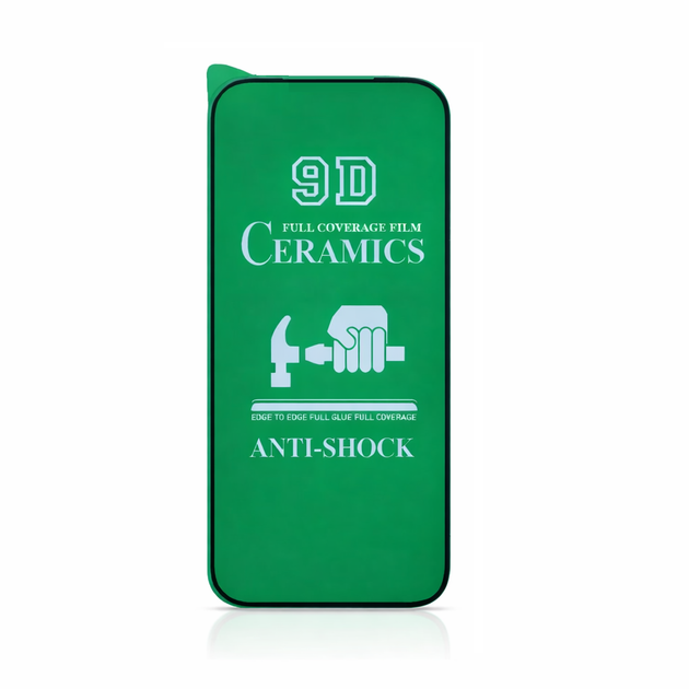 Защитная пленка Ceramics 9D для Apple iPhone 16 Pro с черной рамкой, противоударная, глянцевая - изображение 2