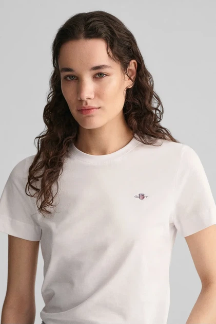 Жіноча біла футболка REG SHIELD SS T-SHIRT Gant S 4200200 - изображение 4