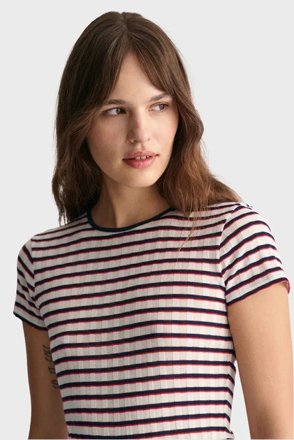 Жіноча футболка у смужку STRIPED RIBBED Gant XS 4200837 - изображение 4