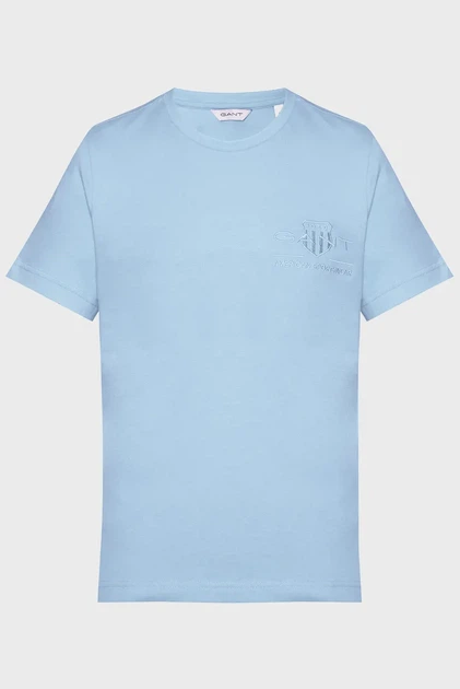 Жіноча блакитна футболка REG TONAL SHIELD SS T-SHIRT Gant XS 4200262 - Фото 1 Жіноча блакитна футболка REG TONAL SHIELD SS T-SHIRT Gant XS 4200262 - изображение 1