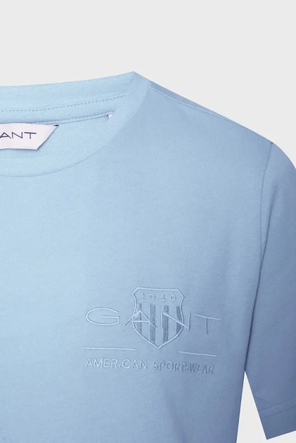 Жіноча блакитна футболка REG TONAL SHIELD SS T-SHIRT Gant XS 4200262 - Фото 3 Жіноча блакитна футболка REG TONAL SHIELD SS T-SHIRT Gant XS 4200262 - изображение 3