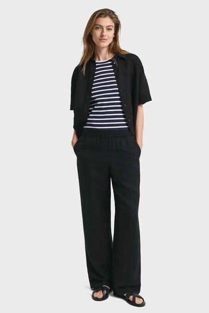 Жіночі чорні лляні штани REL LINEN BLEND PULL ON PANTS Gant 38 4150348 - зображення 2
