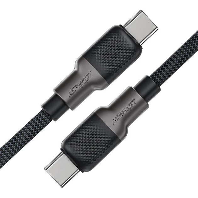 Кабель ACEFAST C10-03 Type-C to Type-C 3A, 60W, 1.2m, silicone, zinc connectors, Black - изображение 2