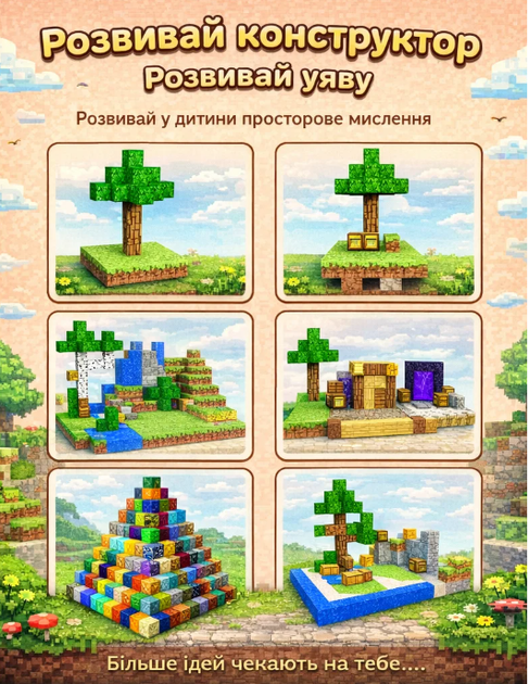 Магнітний конструктор Minecraft TNT 200 шт + ПОДАРУНОК 15 фігурок гра Майнкрафт - зображення 7
