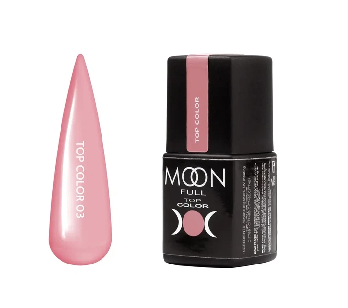 Камуфлюючий топ для манікюру MOON FULL Color top 03 pink, 8 мл Кольоровий топ для нігтів РОЖЕВИЙ - Фото 1 Камуфлюючий топ для манікюру MOON FULL Color top 03 pink, 8 мл Кольоровий топ для нігтів РОЖЕВИЙ - зображення 1