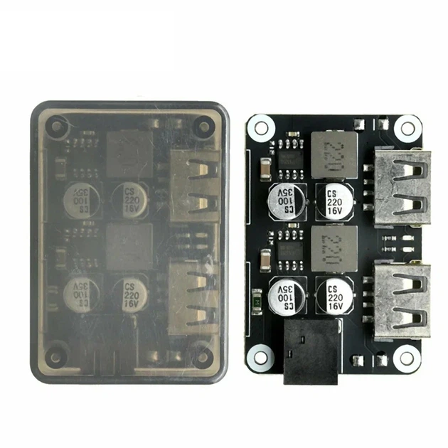 Модуль быстрой зарядки QC2.0 QC3.0 22.5W 24W 6-32V двойной USB в корпусе понижающий преобразователь - Фото 1 Модуль быстрой зарядки QC2.0 QC3.0 22.5W 24W 6-32V двойной USB в корпусе понижающий преобразователь - изображение 1