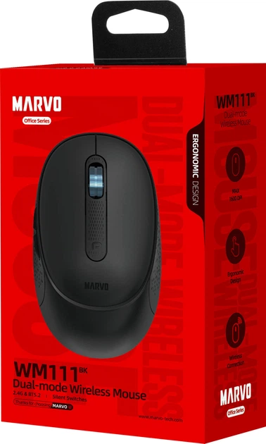 Mysz Marvo WM111 BK Wireless/Bluetooth Black - obraz 2